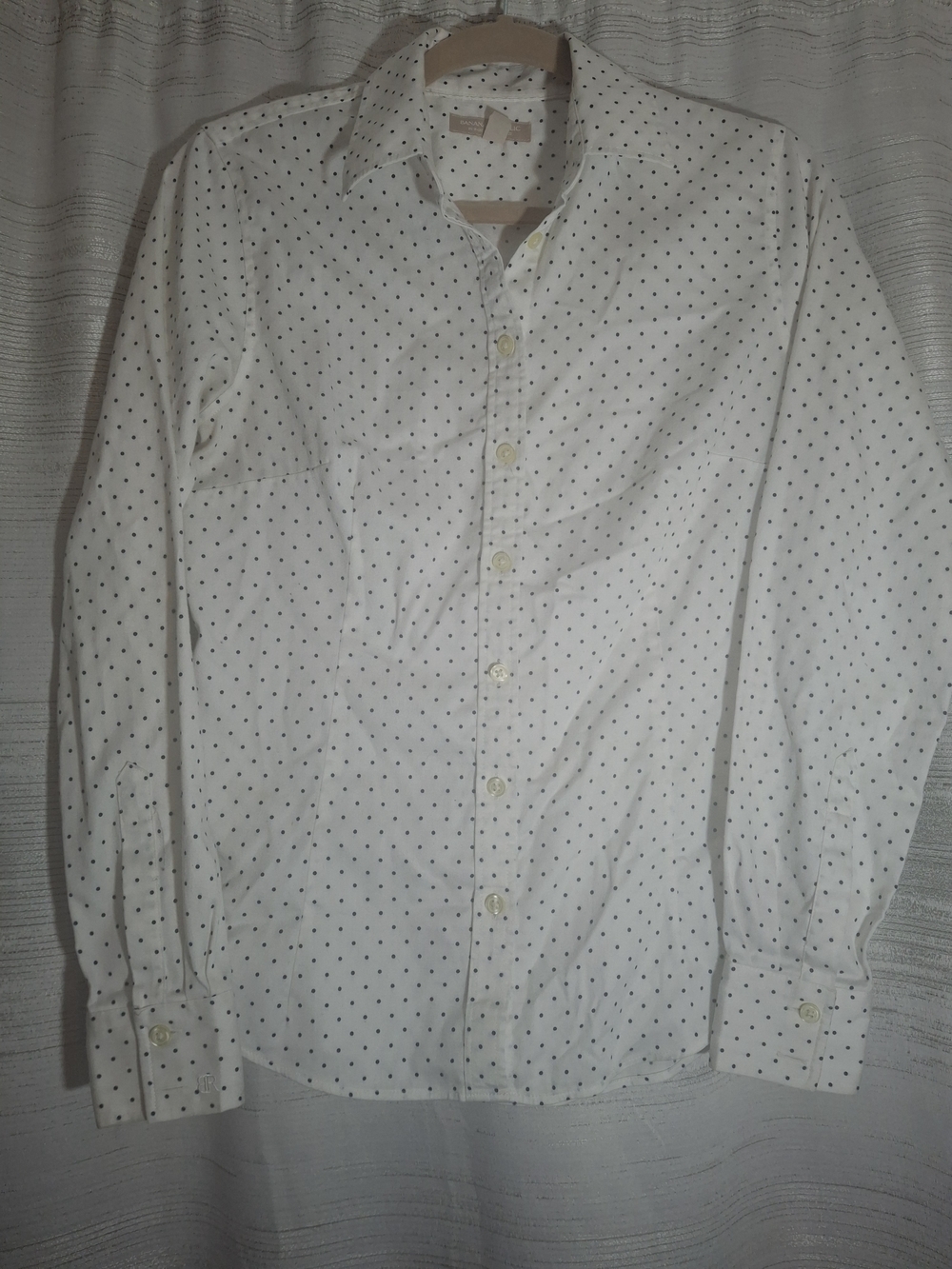 Banana Republic Ivory Shirt with Black Micro Dots Size 8